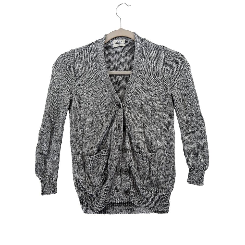 Wallace Button‎ Front Sweater XS Gray 3/4 Sleeves Casual Cardigan Draped Front